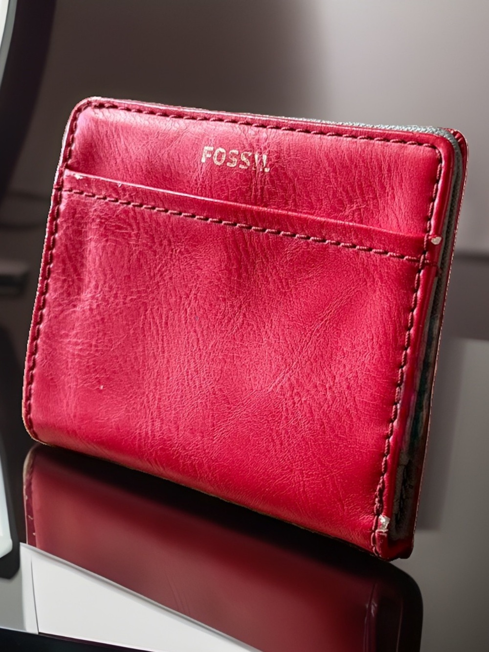 Fossil Tessa Red Leather Bifold Wallet ❤️
